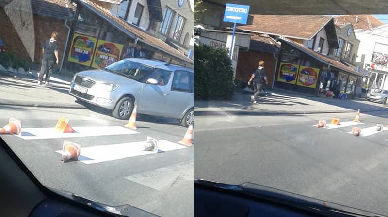 REPORTERI U EPICENTRU: Farbanje pešačkih prelaza u sred saobraćajnog kolapsa? (FOTO)