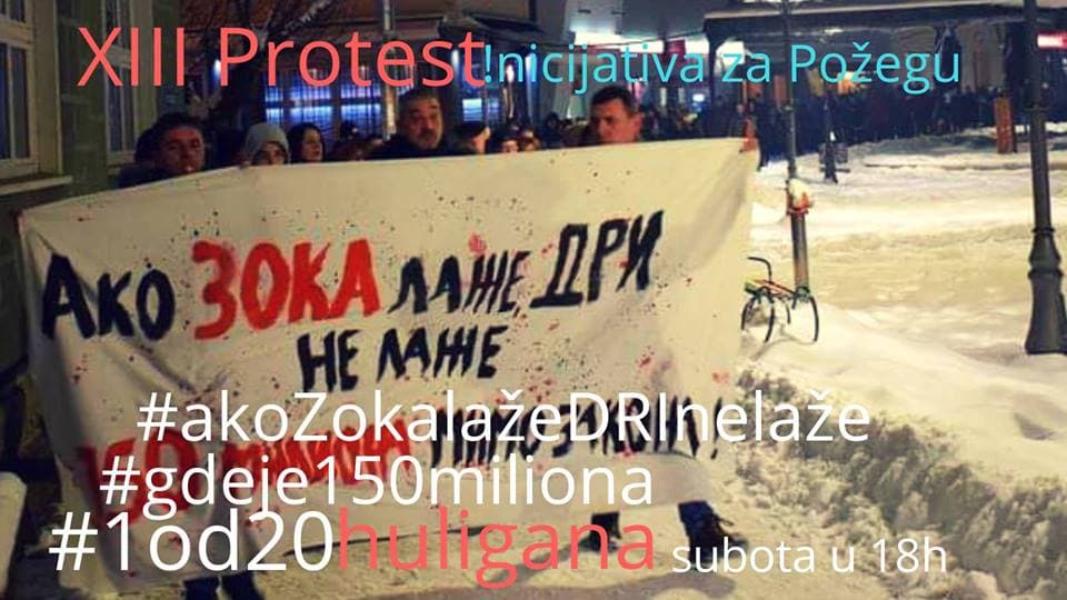Protest u Požegi 13. put: ISTERAJ MEČKU IZ RUPE DA SVIMA SVANE!