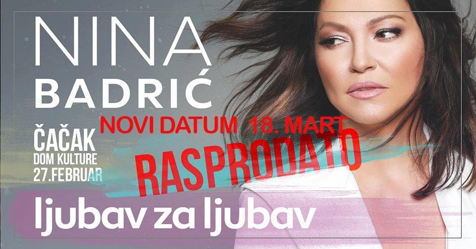 Koncert Nine Badrić u Čačku odložen za mart