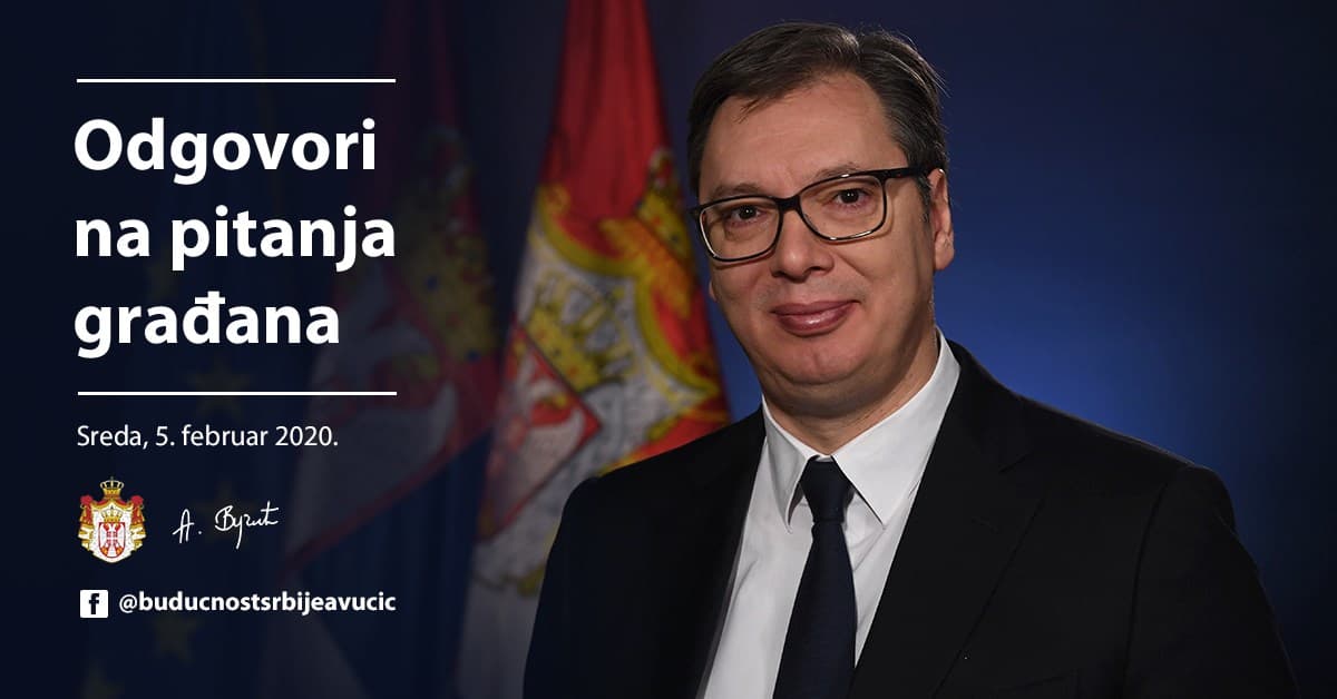 Predsednik Srbije danas odgovara na pitanja građana na Fejsbuku