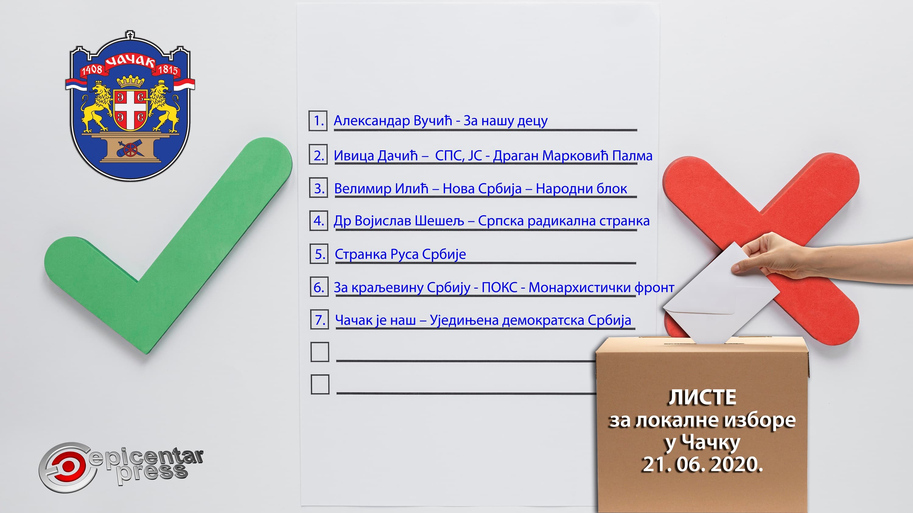 Utvrđene konačne liste, evo za koga možete glasati na lokalnim izborima u Čačku