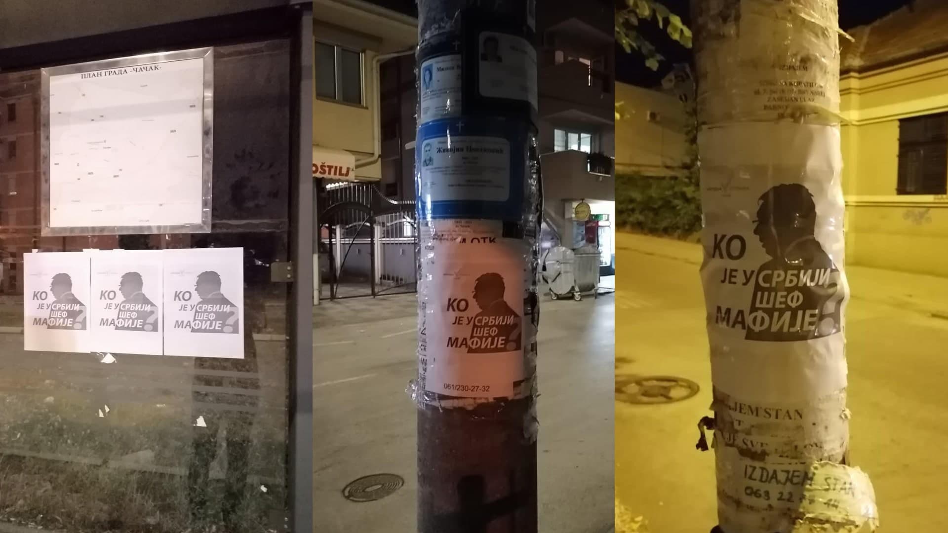 Ponovo osvanuli plakati u Čačku - Marković: "Ko je šef mafije u Srbiji?"