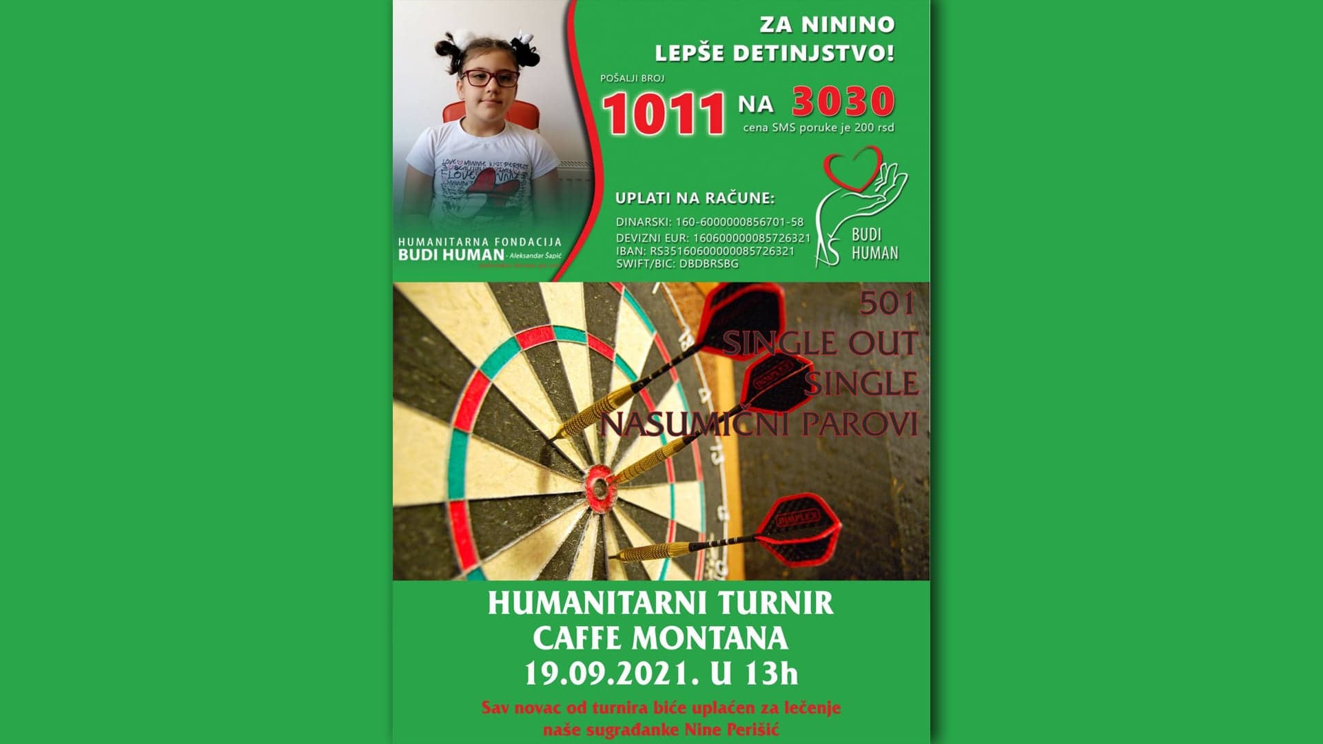 Humanitarni pikado turnir za malu Ninu Perišić