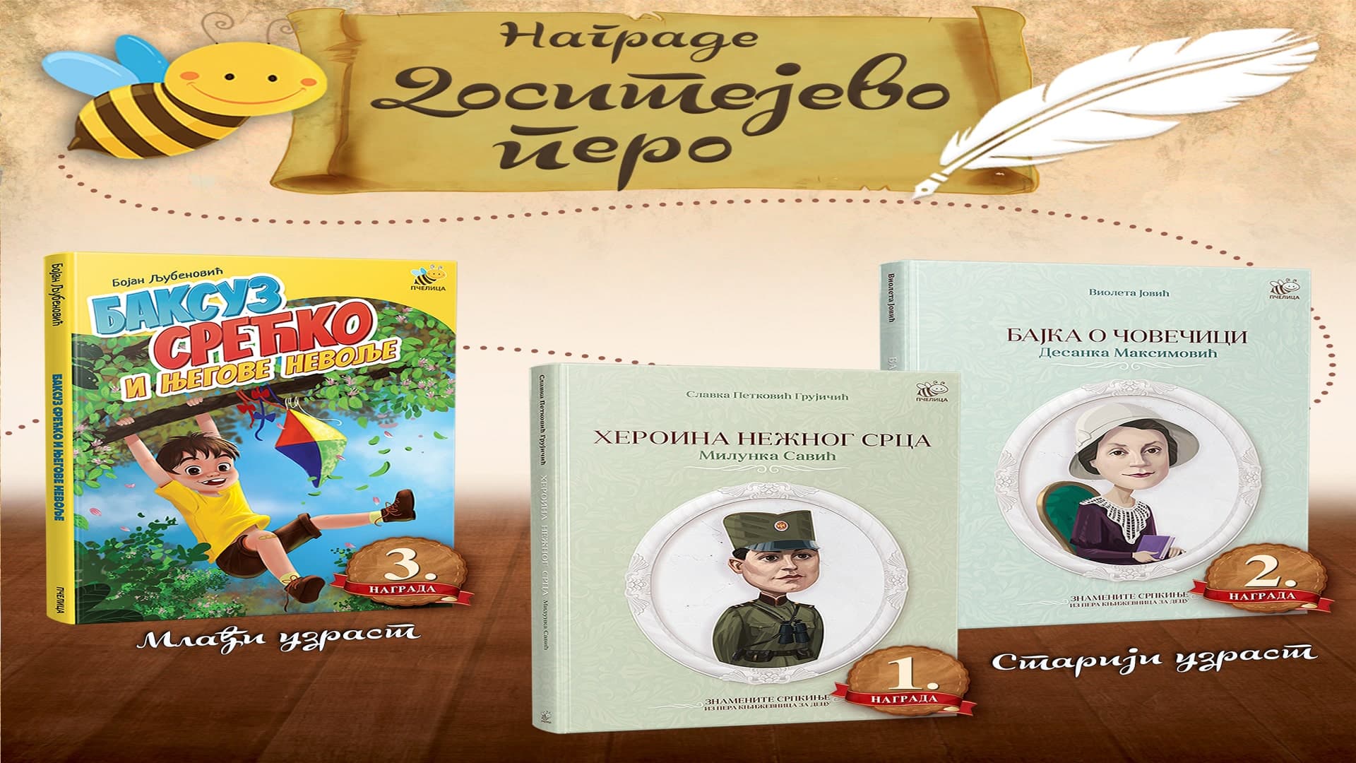 Tri nagrade "Dositejevo pero" za Pčeličine knjige