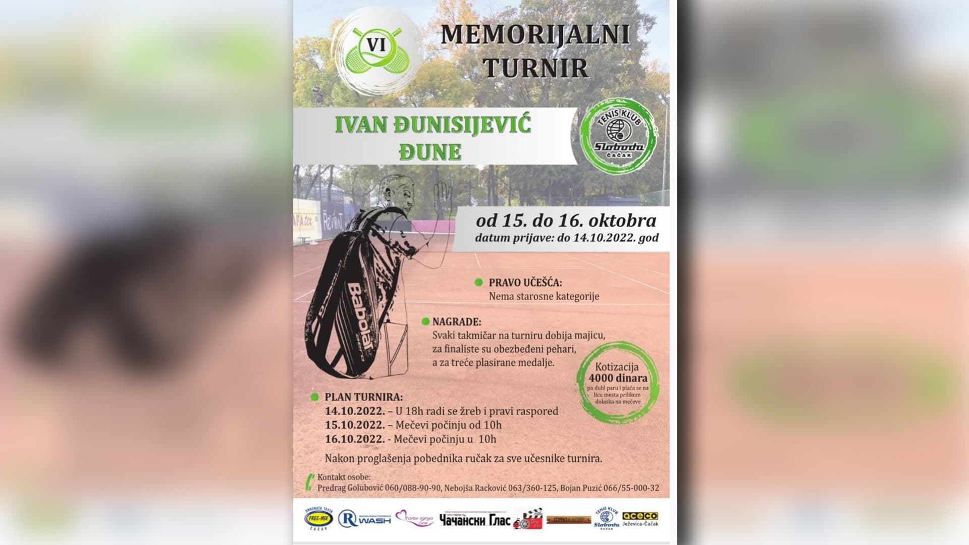 Šesti po redu Memorijalni turnir "Ivan čunisijević čune" za vikend u Čačku