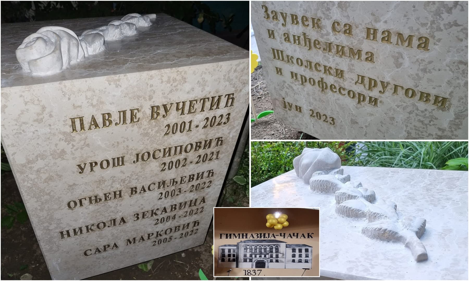 Učenici i profesori Gimnazije podigli spomen obeležje nastradalim drugovima (FOTO)
