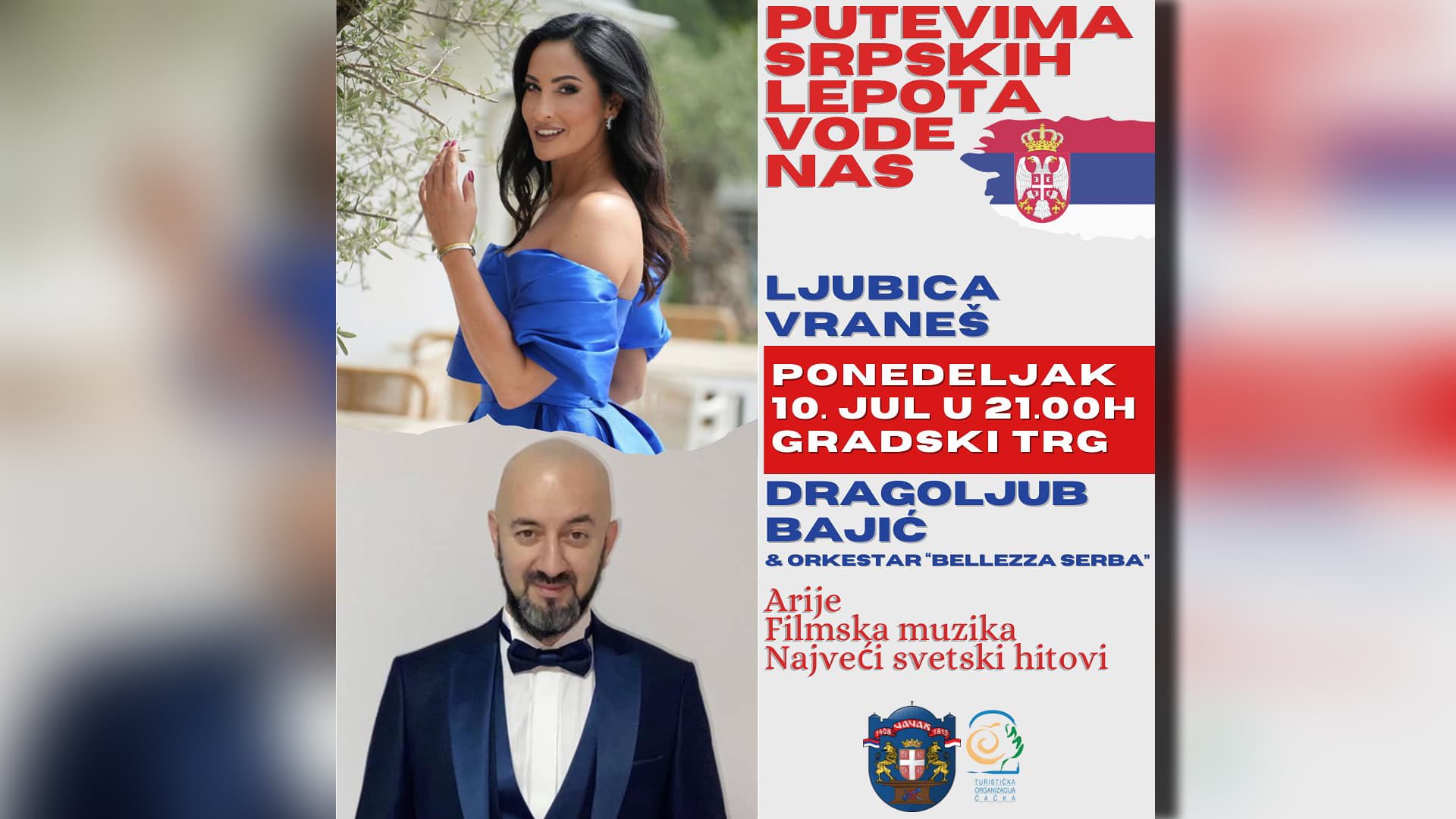 Koncert "Putevima srpskih lepota" na Gradskom trgu