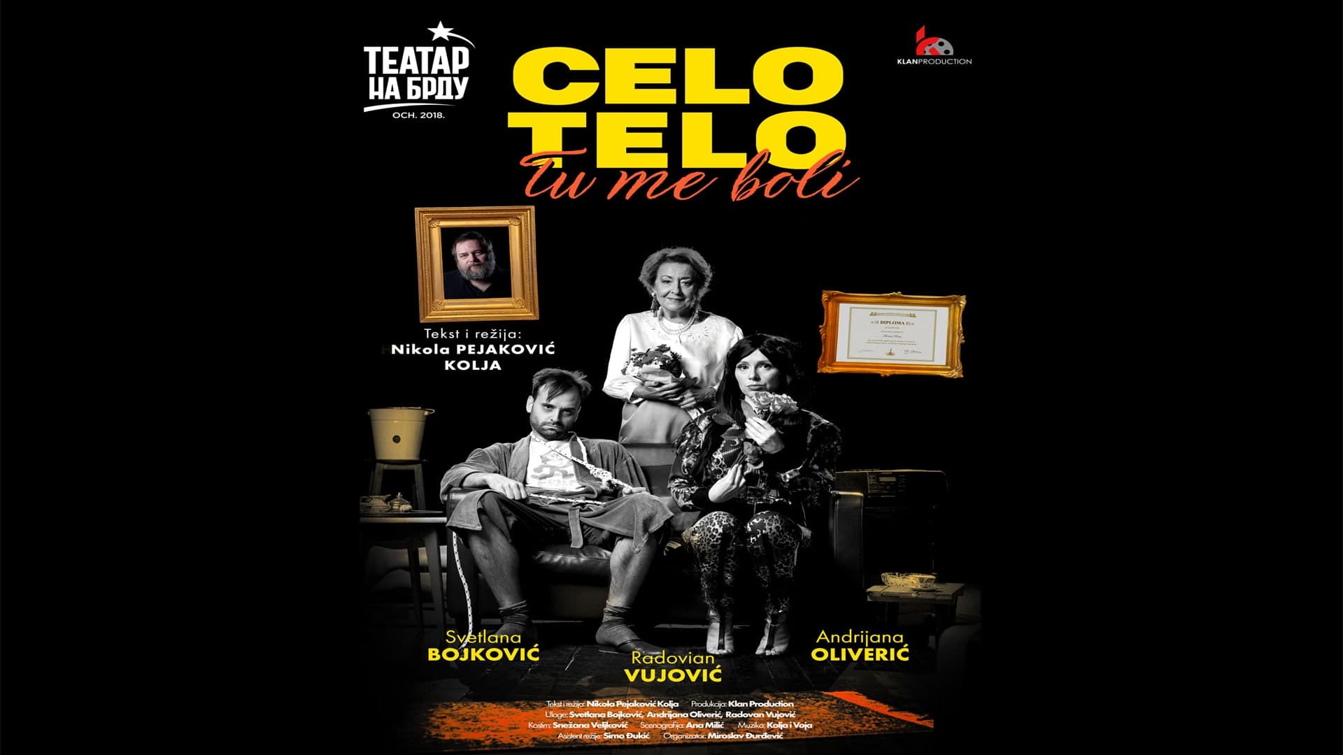 Pozorišna predstava "Celo telo tu me boli" u produkciji Teatar na Brdu