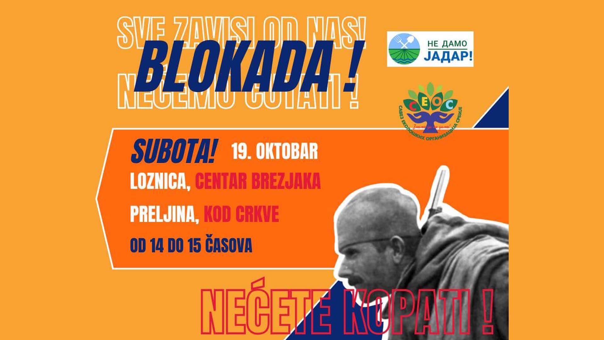 Blokade u Preljini i Gornjim Nedeljicama u subotu od 14 časova