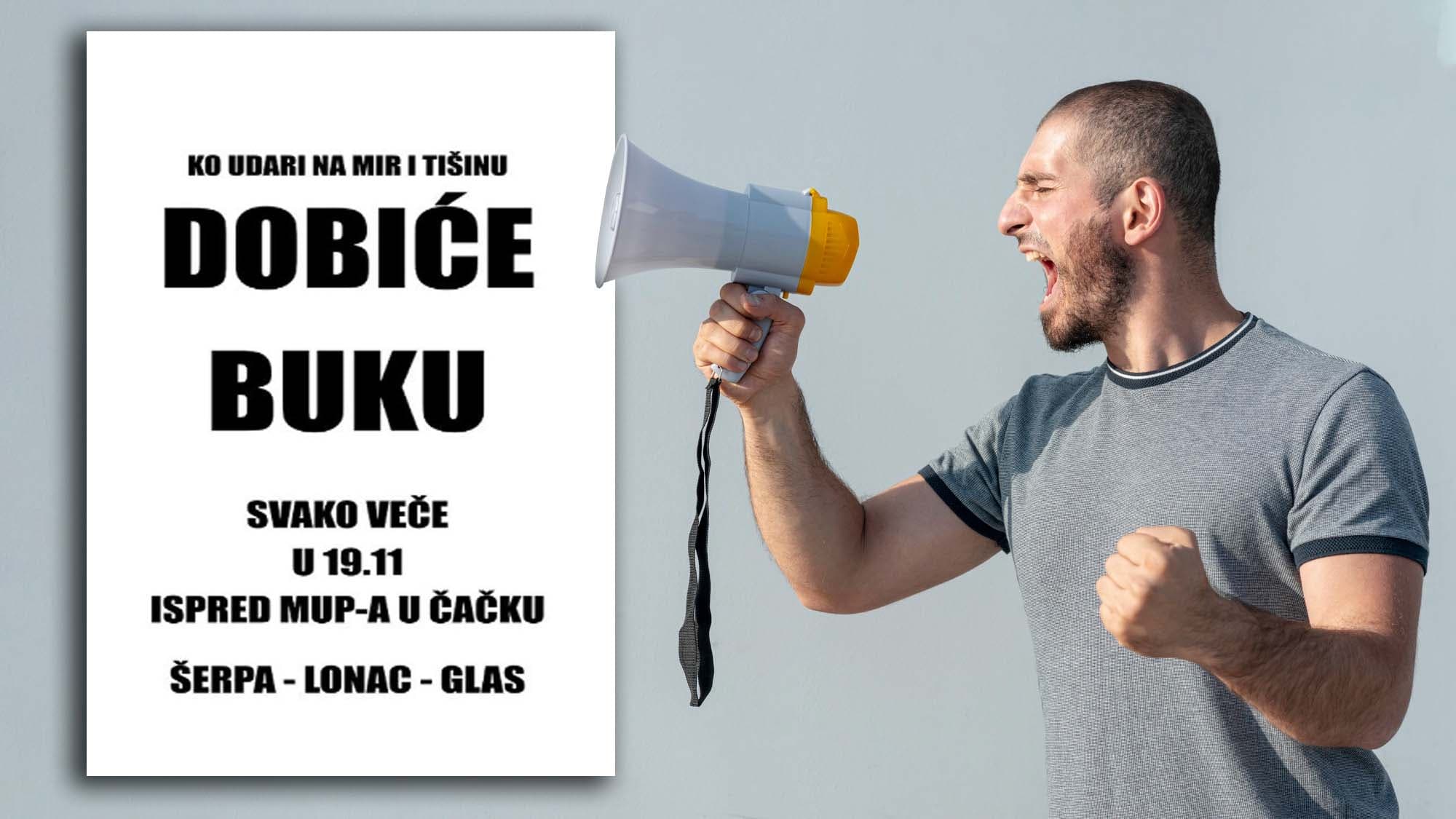 Buka je u modi: Večeras protest ispred PU Čačak u 19.11