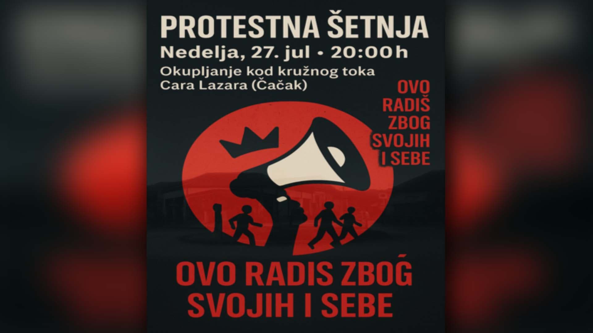 Protestna šetnja u nedelju u Čačku