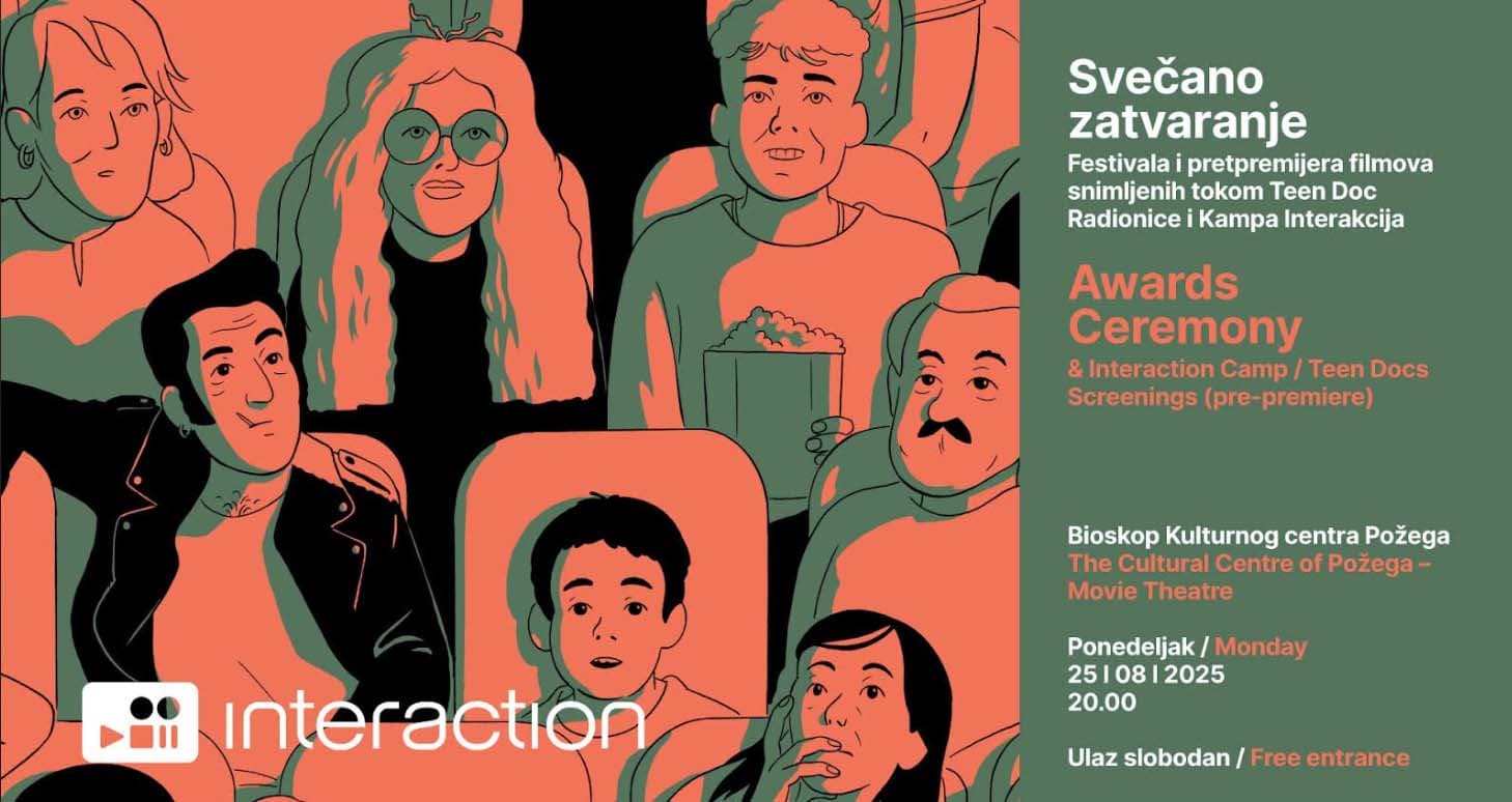 Svečano zatvaranje Festivala i pretpremijera filmova snimljenih tokom Teen Doc Radionice i Kampa Interakcija