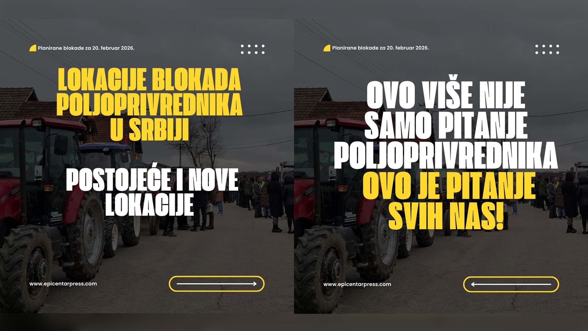 Lokacije blokada poljoprivrednika širom Srbije