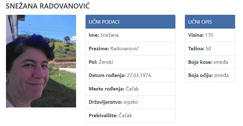 NESTALA ČAČANKA: Snežane nema već nekoliko dana, prijavite ako ste je negde videli