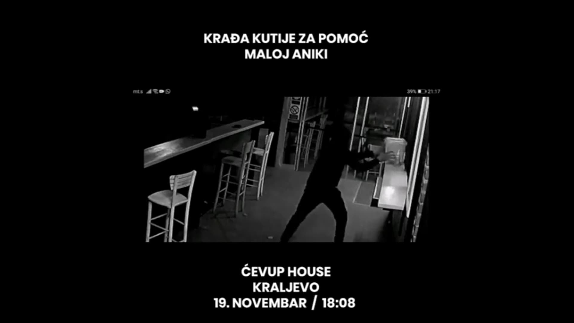 Kutija sa novcem za lečenje male Anike ukradena ispred lokala u Kraljevu