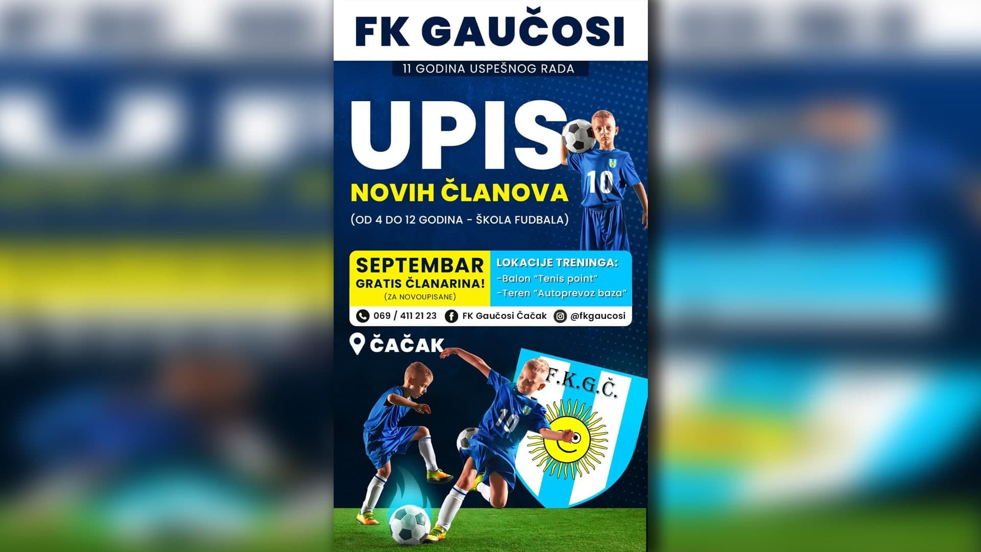 FK "Gaučosi" vrši upis novih polaznika u školu fudbala