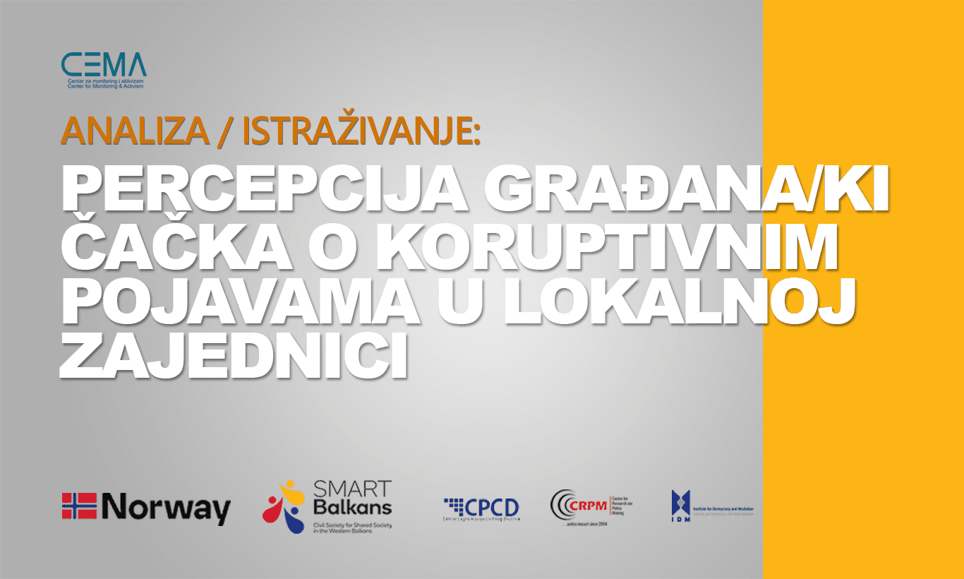 Istraživanje: "Percepcija građana/ki Čačka o koruptivnim pojavama u lokalnoj zajednici"