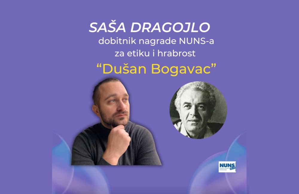 Saša Dragojlo dobitnik novinarske nagrade "Dušan Bogavac" za 2023. godinu