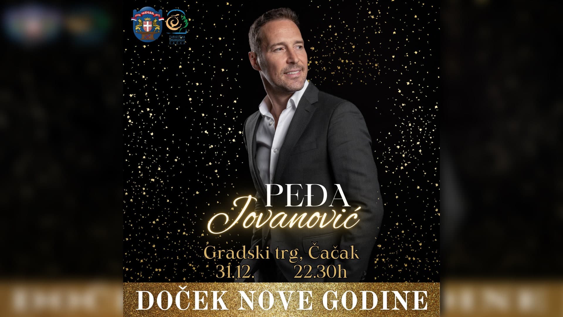 Doček Nove godine na Gradskom trgu u Čačku uz Peđu Jovanovića