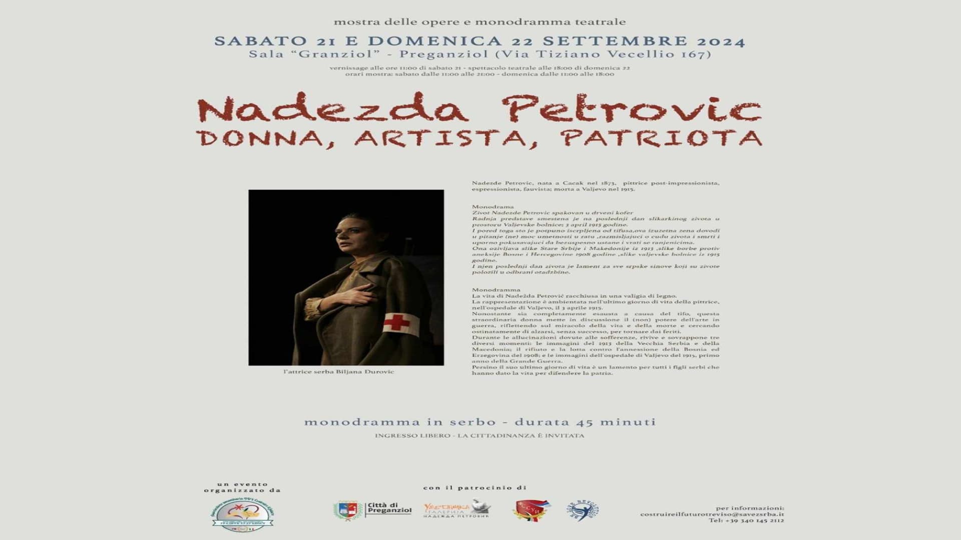 Izložba i monodrama o Nadeždi Petrović u Italiji