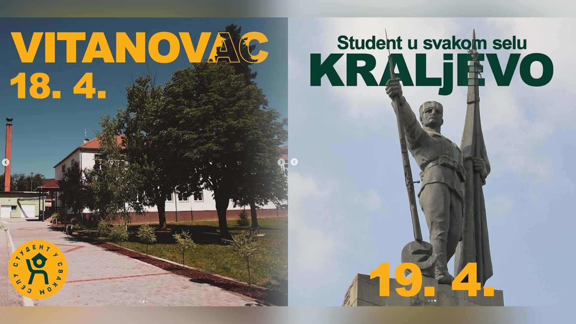 STUDENTI PONOVO U KRALJEVU: Akcija "Student u svakom selu" i velika tribina na Trgu Svetog Save