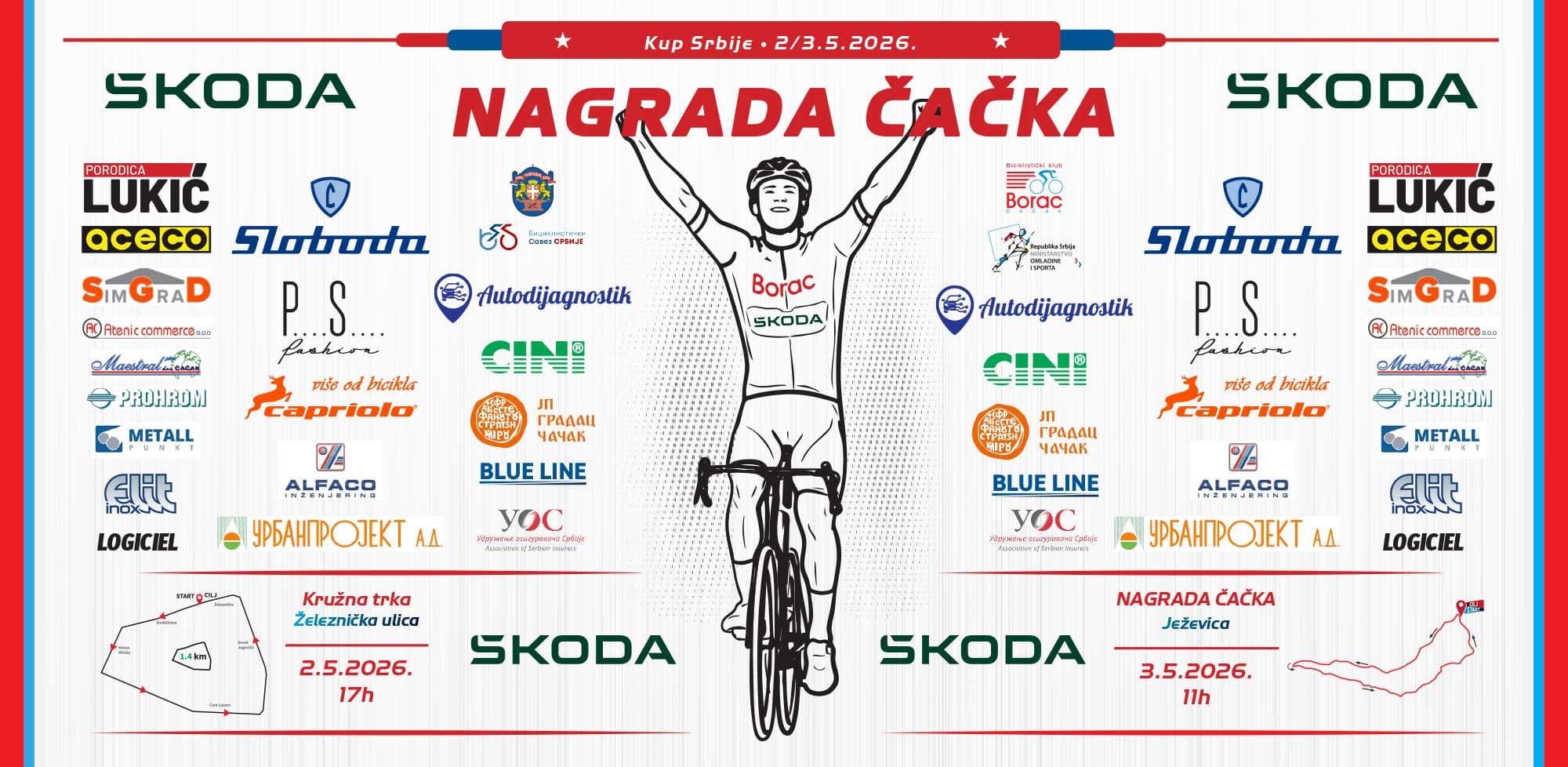 Biciklistička trka "Nagrada Čačka 2026": Izmene saobraćaja u centru grada i u Ježevici