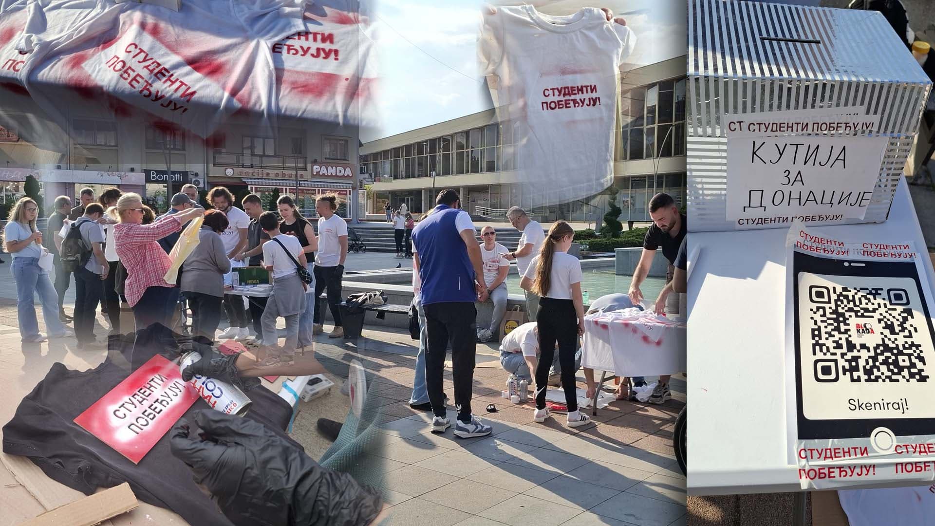 Čačak: Studenti obeležili godišnjicu protesta, stotine majica i hiljadu nalepnica sa porukom "Studenti pobeđuju" podeljeno u rekordnom roku! (VIDEO)