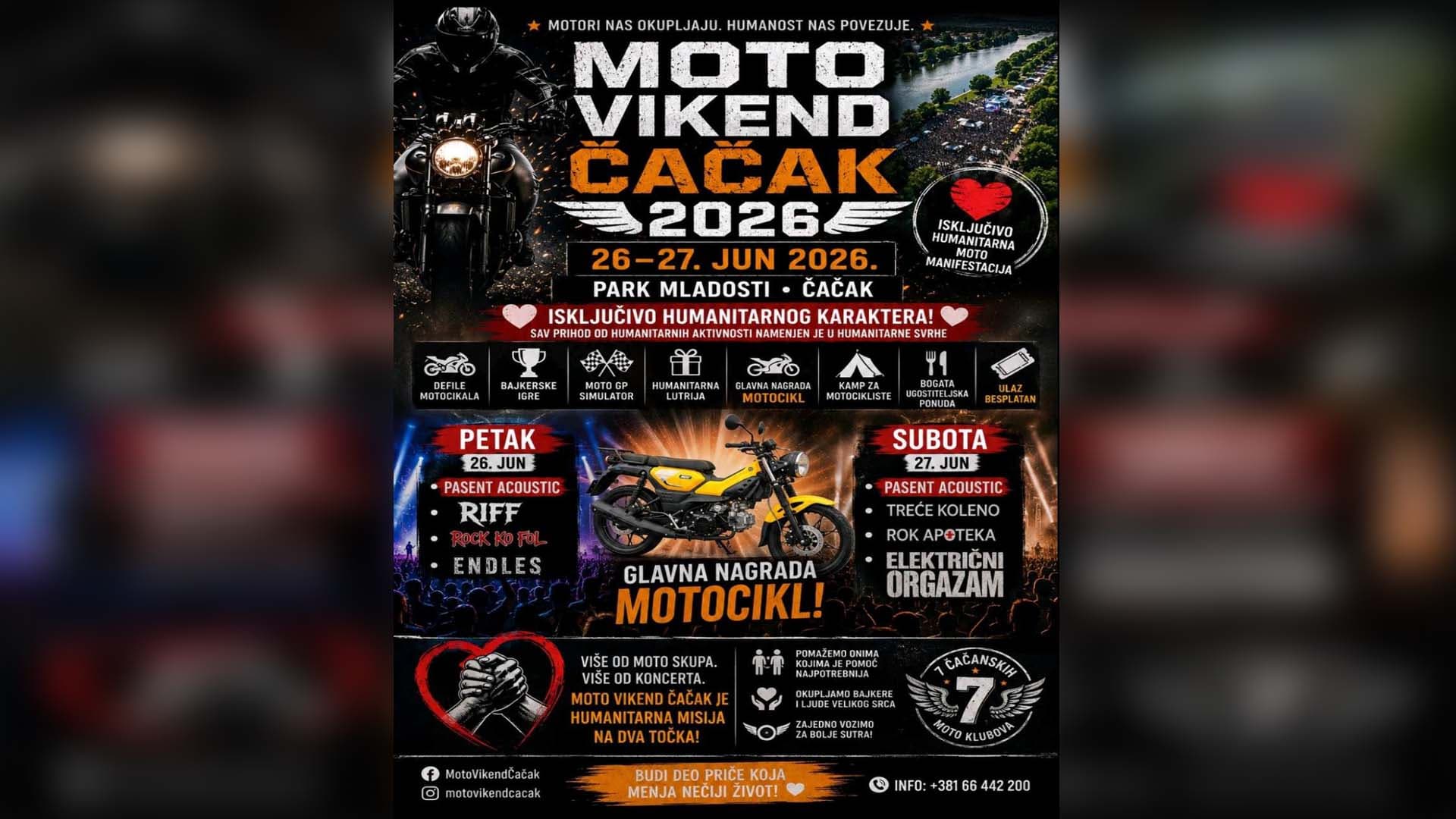 Čačak spreman za bajkerski spektakl: Sedam moto klubova organizuje trodnevni "Moto vikend" u Parku mladosti (VIDEO)